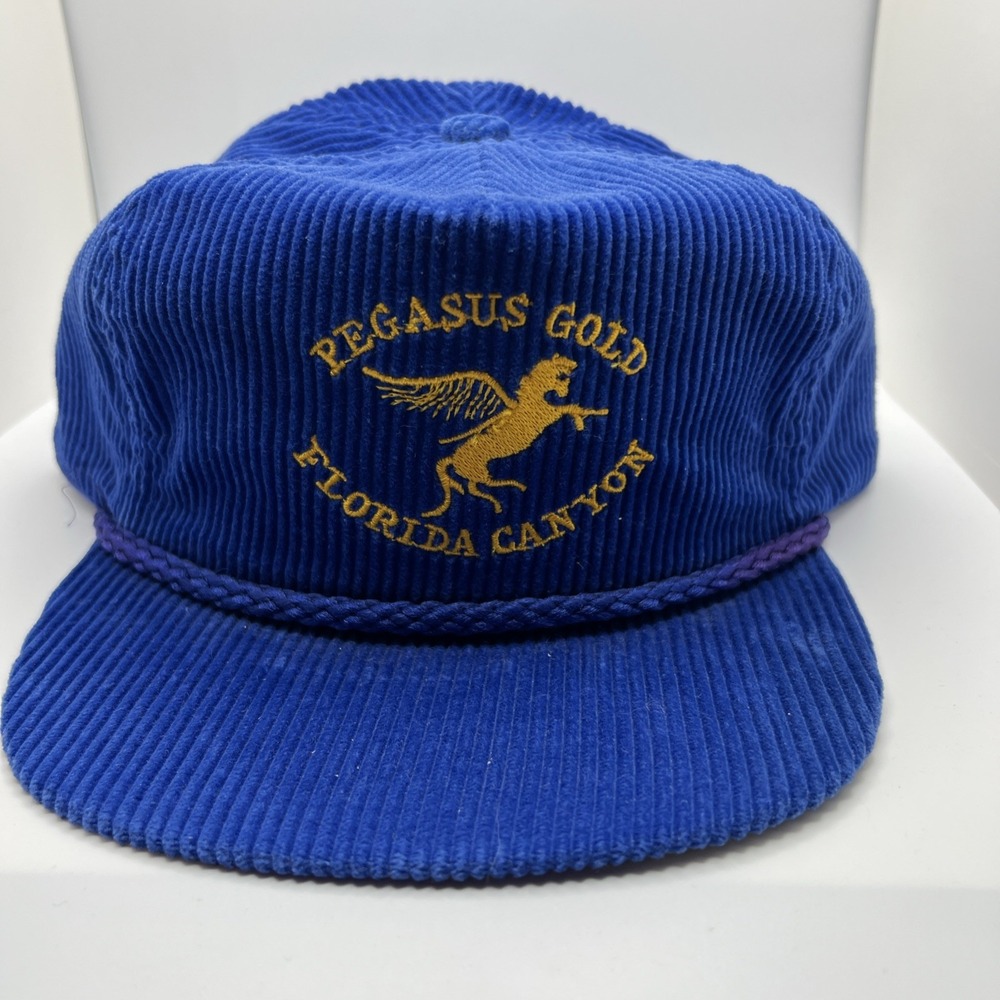 Imperial Headwear Pegasus Gold Florida Canyon Blue Corduroy Rope Hat USA Made